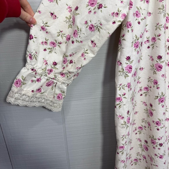 Vintage Victoria’s Secret Pink Floral Prairie Traditional Nightgown Lace Trim XL - Picture 4 of 8